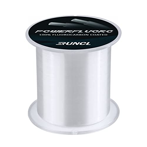 RUNCL Fluorocarbon Fishing Line, PowerFluoro Clear Ice Fishing Leader Line - Virtually Invisible, Faster Sinking, Extra Sensitivity, 300/500/1000yds, 5-32lb Break Strength, Fishing Gifts - size: 28 lb - 300 yds