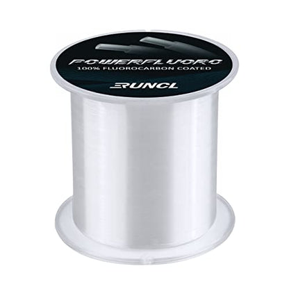 RUNCL Fluorocarbon Fishing Line, PowerFluoro Clear Ice Fishing Leader Line - Virtually Invisible, Faster Sinking, Extra Sensitivity, 300/500/1000yds, 5-32lb Break Strength, Fishing Gifts - size: 28 lb - 300 yds