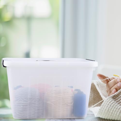 Vababa 4-Pack 18 Quart Clear Plastic Latch Storage Boxes with Lids | Secure Side Latch Clasps, Visible Clear Body, Top Carry Handle, Fit Household & Office Daily Organization - size: 18 Quart