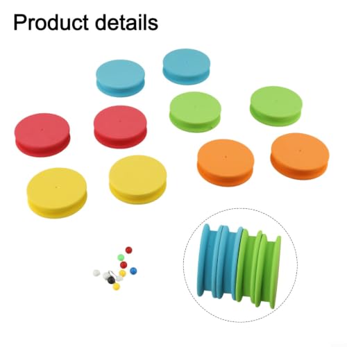 10 Pack EVA Foam Fishing Line Winders with Pins, Rig Spools for Tangle-Free Storage, Compact 65x17mm Organizers in Mixed Colors with ABS Box