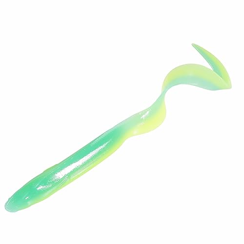 Dr.Fish 5 Pack Sand EEL Lures Saltwater Soft Fishing Lures Swimbait 6 Inch 3/8oz Surf Fishing Creature Baits Soft Plastic Artificial Ribbontail Worm - color: Lime