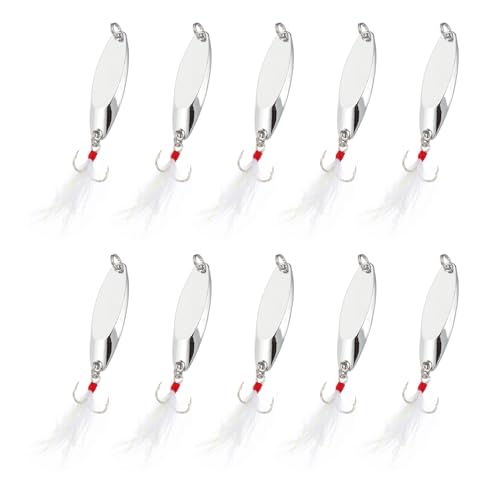 PATIKIL Fishing Spoons, Fishing Lures Casting Spoon Treble Hooks Jigs Hard Metal Spinner Baits - color: Silver Tone, size: 3/8 oz