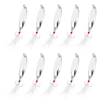 PATIKIL Fishing Spoons, Fishing Lures Casting Spoon Treble Hooks Jigs Hard Metal Spinner Baits - color: Silver Tone, size: 3/8 oz