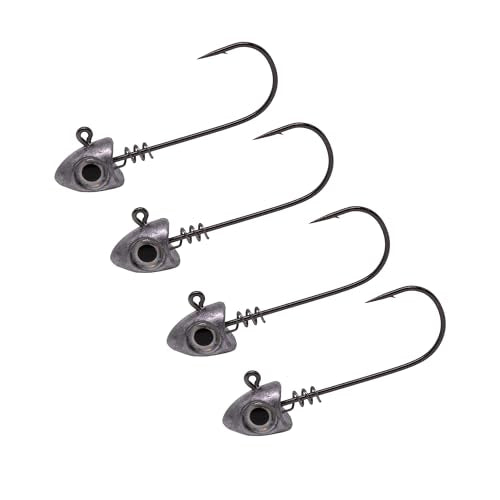 Duckett Fishing Subtle Head Jig Heads Soft Plastic Lure Jig for Bass, Walleye, and Inshore Fishing, 4 Pack, Unpainted with Eye, 3/0 Hook - size: 1/4oz 4 Pack