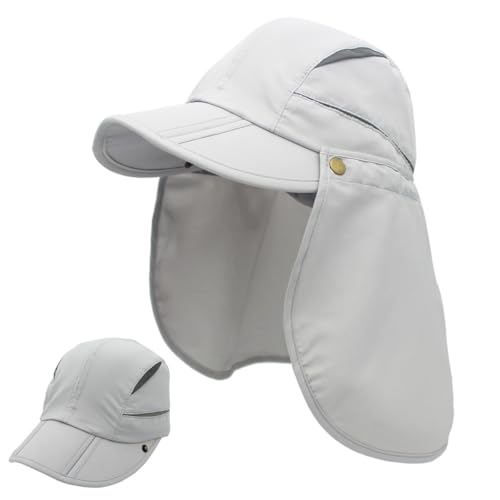 Connectyle Men's Sun Hat with Detachable Neck Flap Adjustable Outdoor UPF 50+ Baseball Sun Cap for Fishing Hiking Golfing - color: Beige