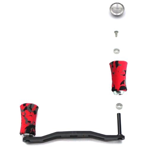 Mr. Z 95mm Carbon Fiber Baitcasting Reel Handle Compatible for Abu Garcia Shimano Daiwa Light Weight Low Profile Casting Reel - color: CAMO Red, size: Right-handed