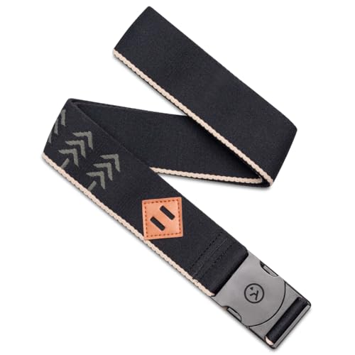 Arcade The Original Unisex Adventure Belt, Heavy Duty Elastic Webbing, Non-Metal Travel Friendly Buckle - color: Black/Khaki, size: Standard (Up to 40"); 1.5" Wide