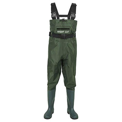 Night Cat Fishing Waders for Men Women Waterproof Hunting Chest Wader with Bootfoot Belt Breathable Lightweight Size 6 to 14 - color: Green, size: US Men 10 / Women 11