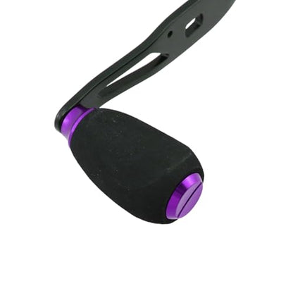 Fishing Reel Handle Purple Fishing Baitcasting Handle Rocker Baitcasting Reel Replacement Parts, with EVA Grip Knob and Nut (Black + Purple) - color: Black Purple