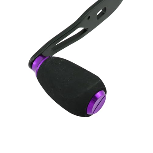 Fishing Reel Handle Purple Fishing Baitcasting Handle Rocker Baitcasting Reel Replacement Parts, with EVA Grip Knob and Nut (Black + Purple) - color: Black Purple