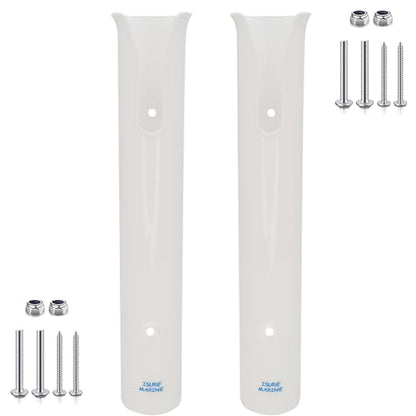 ISURE MARINE Fishing Rod Holder Bracket Wall Mounted Boat Side Mount Tool Holder Tube Links with Screws 2/3/4/6 Pole Tube (White/Black) - color: 2-Pole White