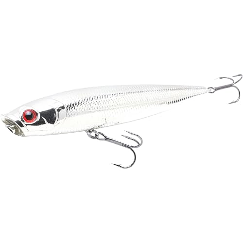 LUCKY CRAFT Gunfish 115NF Top Water Bass Fishing Lures, 4.5” Floating Lure with Cupped Mouth, Freshwater Trout and Bass Lures Fishing Gear, Accessories for Tackle Box - color: 074 Chrome