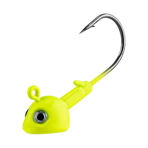 Dr.Fish 10 Pack Walleye Jig Heads Flat Bottom Freshwater Fishing Jigs Walleye Hook Stand Up Lures Swimbait Freshwater Bass - color: Fluorescent Yellow, size: 1/4oz-Hook #2/0