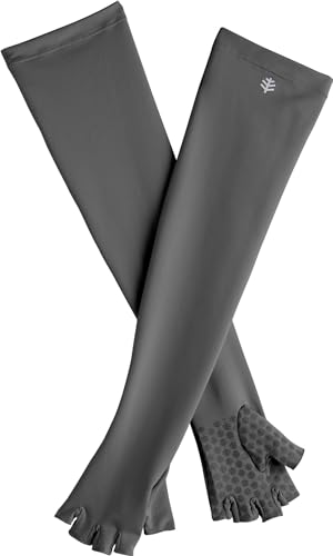 Coolibar Long Fingerless UV Sun Gloves - UPF 50+ Sun Protection - Perpetua - color: Charcoal, size: Medium