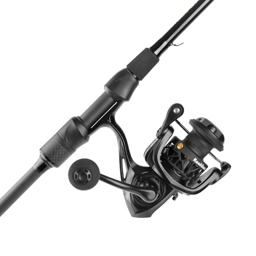 ROOBLINOS BASS Hunter Fishing Rod and Spinning Reel Combo 6.9ft Lightweight Carbon Fiber Fishing Pole Set Freshwater & Saltwater Bass Trout and Panfish Lakes Rivers Fishing - color: BASS HUNTER+RS2000