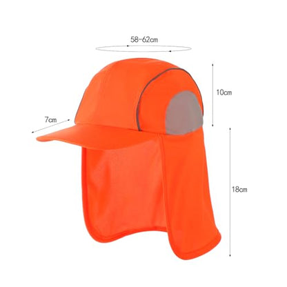 High Visibility Reflective Work Safety Hat Wide Brim Boonie Sun Hat UV Protection Fishing Cap with Neck Flap - color: Orange
