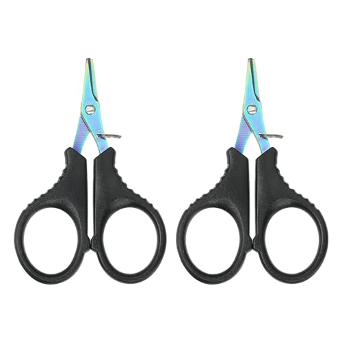PATIKIL Fishing Scissors Non-Slip Serrated Edge Scissor Braided Line Cutter Braid Scissor Fishing Snips with Split Ring Function for Fishing Trimming