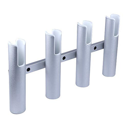 Aluminium Wall-Mounted Fishing Rod Holder for Boat, Garage & Marine - Holds Rods & Poles - color: Large Silver 4 Tubes