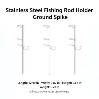 Stainless Steel Fishing Rod Holder Ground Spike for Bank Fishing - Tool-Free Soil Anchor for River & Lake Shorelines