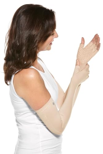 Coolibar Long Fingerless UV Sun Gloves - UPF 50+ Sun Protection - Perpetua - color: Beige, size: X-Large