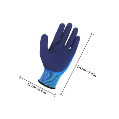 GALPADA Waterproof Anti-Skid Fishing Gloves, Double-Layer Latex Coated, Wear-Resistant Breathable Gloves for Outdoor Fishing and Gardening, 1 Pair