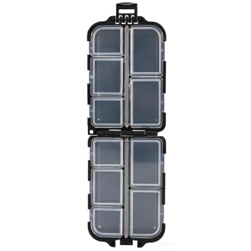 Mini Fishing Tackle Box, Small Fishing Accessories Storage, Double-Layer Lure Accessories Box, 9 Compartments (Black) - color: Black