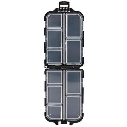 Mini Fishing Tackle Box, Small Fishing Accessories Storage, Double-Layer Lure Accessories Box, 9 Compartments (Black) - color: Black