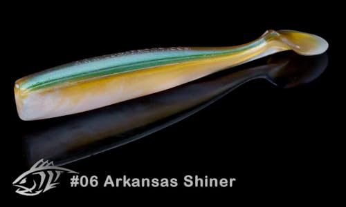 Lunker City Fishing Shaker 3.25" Swimbait Soft Plastic Bass Walleye Lure Saltwater Swimming Tail Action Pike Swim Bait, 7 Per Bag, Made in The USA - color: 06 Arkansas Shiner