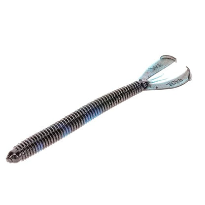 Strike King Rage Twin Tail Menace Worm Soft Bait Fishing Lure, 6", 2 Rage Flange Tails - color: Black Blue Swirl