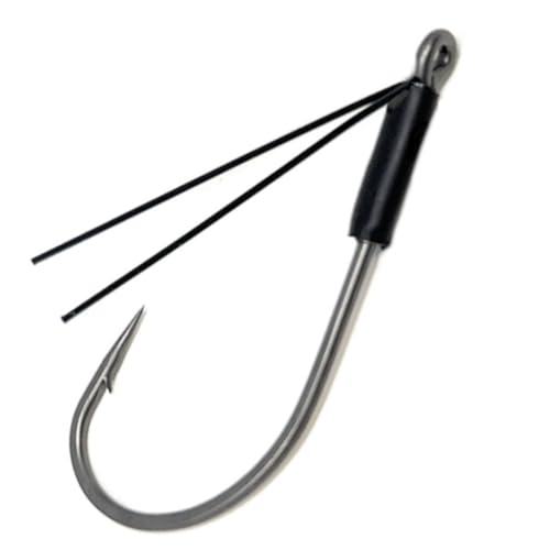 Reaction Tackle Neko Hooks - Weedless Finesse Fishing Hooks for Bass - High Carbon Steel Wacky and Neko Rig Hooks for Soft Plastic Worms (25-Pack) - size: #1 Fiber Guard