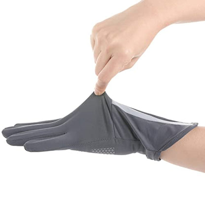 Mens Women Driving Gloves Summer UV Sun Protection Gloves Non-Slip Touchscreen Ice-Silk Sunblock Gloves for Cycling Riding - color: Extended Dark Grey