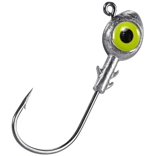 Dr.Fish 10 Pack Fishing Eyes Jigs 3D Eyes Trout Heads Bass Hook Saltwater Swimbait Jig Heads Freshwater Walleye Redfish Striper 1/2oz 3/8oz 1/4oz 3/16oz - color: Chartreuse Eyes, size: 1/4oz-Hook #1/0