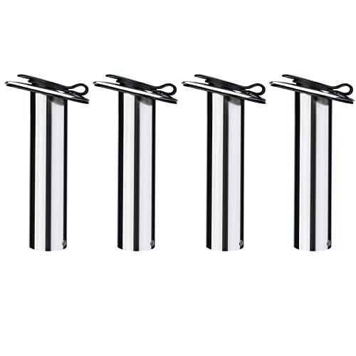 NovelBee 4pcs Boat Fishing Rod Holders,Stainless Steel Fishing Rod Rack Flush Mount withCap,Liner,Gasket (15 Degree Rod Holder)