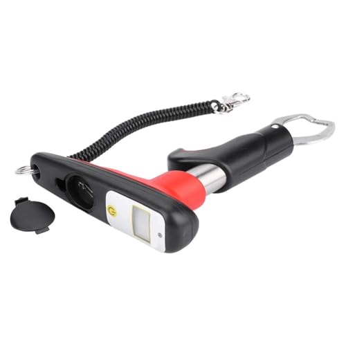 HERCHR Stainless Steel Fishing Grip, Easy Trigger LCD Display Fish Lip Grip Tool with Scale and Storage Bag, Professional Fishing Gripper, Non-Slip Handle & Safety Spring Strap