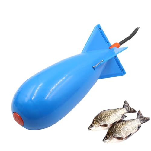 Carp Fishing Tackle, 5.5x5.5x14.5cm Rocket Shape Spod Fishing Feeders | Float Lure Bait Holder Container, Spomb Pellet Feeders for Position Outdoor Tools - color: Blue