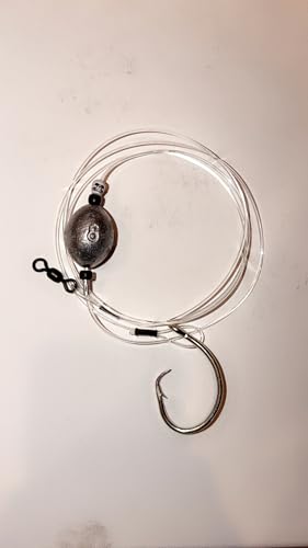 Grouper Mayhem Premium Saltwater Grouper Rig, 16/0 Inline Circle Hook, 400lb Mono Leader, 400lb Barrel Swivel, with Weight, 5ft, Made in the USA - size: 8oz