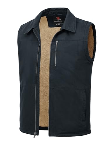 TBMPOY Men's Winter Vest Casual Sherpa Fleece lined Full Zip Lightweight Vest Outerwear Warm Cotton Travel Jackets - color: Deep Blue, size: X-Large