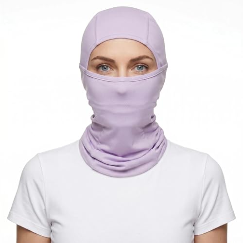 Balaclava Face Mask Sun UV Protection, Summer Cooling Breathable Full Face Mask for Motorcycle Skiing Cycling Fishing - color: Light Purple