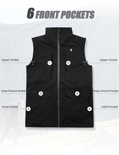 Little Donkey Andy Men's Lightweight Quick Dry Vest Windproof Sleeveless Jacket with 11 Pockets for Travel Fishing Hiking - color: Black, size: X-Large