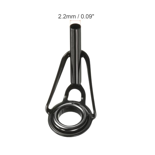PATIKIL Tube Dia Fishing Rod Tips Repair Kit, Stainless Steel Black Guide Ring for Fishing - size: 2.2mm