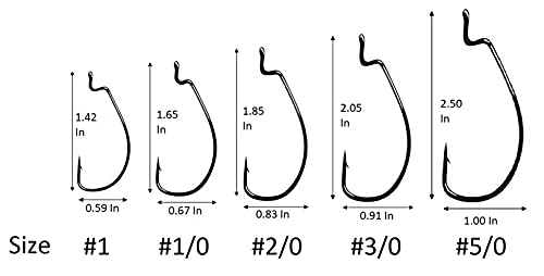 Angler's Grotto EWG Offset Shank Worm Hook | 15/25 Count Per Pack | Freshwater Saltwater Fishing Hooks | High Carbon Steel Extra Strength | Size #1#1/0#2/0#3/0#4/0#5/0 - size: Size #1/0, 15 Count