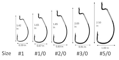Angler's Grotto EWG Offset Shank Worm Hook | 15/25 Count Per Pack | Freshwater Saltwater Fishing Hooks | High Carbon Steel Extra Strength | Size #1#1/0#2/0#3/0#4/0#5/0 - size: Size #1, 15 Count