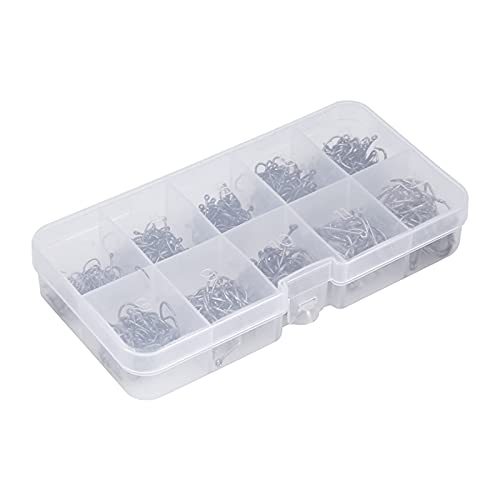 500pcs Fish Hook Set, Barbed Carbon Steel Fishing Jig Hooks with Tackle Box for Freshwater Saltwater, Assorted Sizes 3 4 5 6 7 8 9 10 11 12