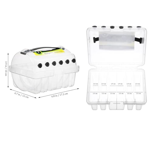 POPETPOP Fishing Line Holder Organizer Box Portable Plastic Spool Case with Handle for Nylon Carbon Pe Lines 6.49X4.92X3.93 Inches Lightweight Fishing Tool Storage