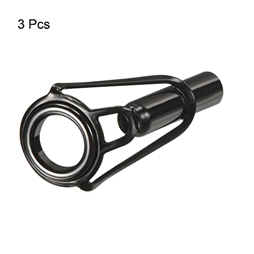 PATIKIL Tube Dia Fishing Rod Tips Repair Kit, Stainless Steel Black Guide Ring for Fishing - size: 4.2mm