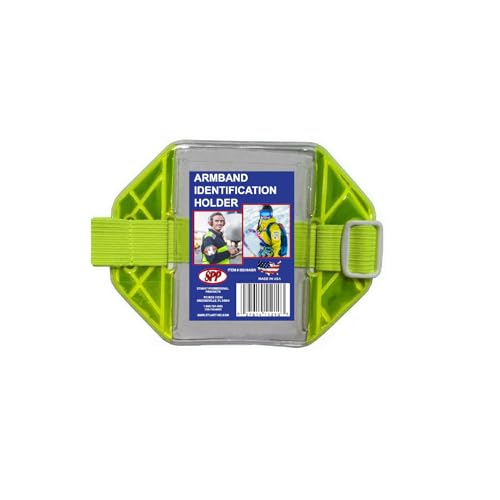 Safety Reflective Yellow Armband Badge Holder, Yellow Stretch Band, White Buckle, Top Slit, Fits 2 3/4" x 4 1/8" Cards, Made in USA - color: Yellow/White, size: 1 Pack