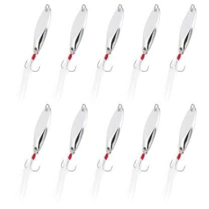 PATIKIL Fishing Spoons, Fishing Lures Casting Spoon Treble Hooks Jigs Hard Metal Spinner Baits - color: Silver Tone, size: 1/4 oz