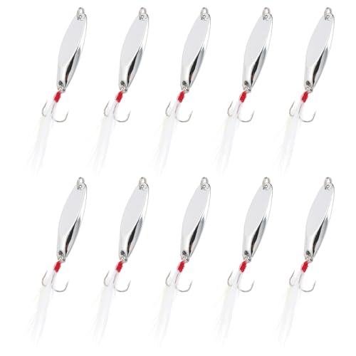 PATIKIL Fishing Spoons, Fishing Lures Casting Spoon Treble Hooks Jigs Hard Metal Spinner Baits - color: Silver Tone, size: 1/4 oz