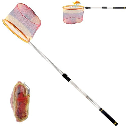 Fishing Landing Net, Fishing Net with Handle for Fishing with Splicing Extension Pole Handle Sturdy Stainless Steel Tubes Comfortable Sponge Handle, yellow - size: 65inch (TELESCOPIC black)