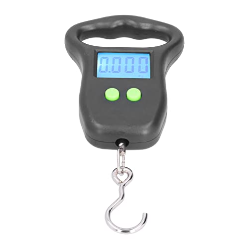 Digital Hanging Scale, Portable Accurate Electronic Weighing with Backlit LCD Display for Travel Fishing ABS Black 50kg 2 AAA Battery Powered